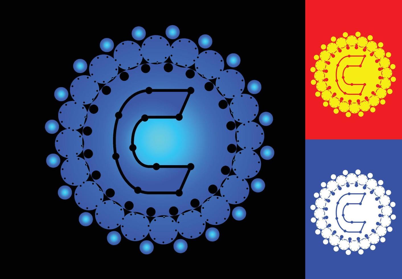 Letter C with circle dot logo and icon design template vector