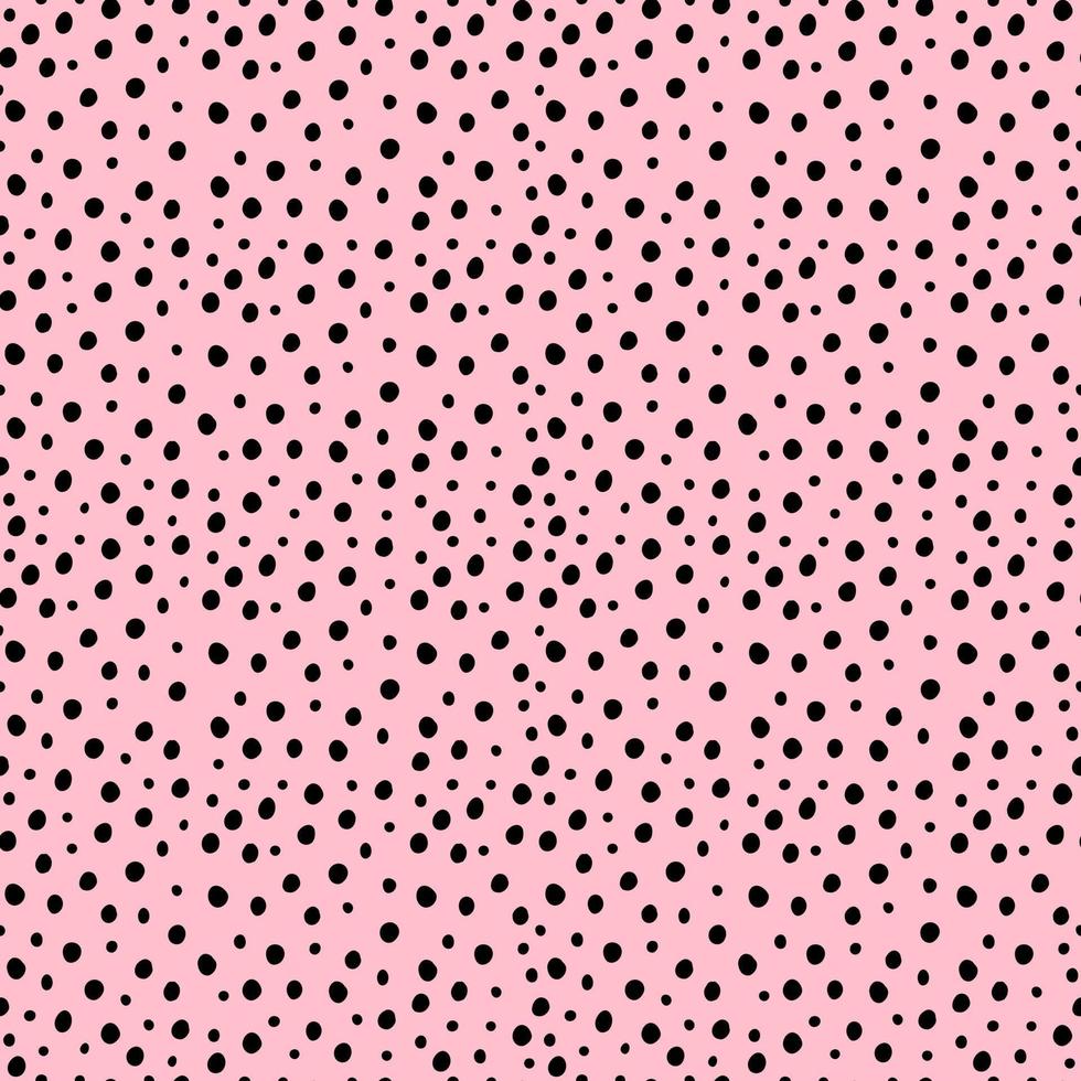 Random small black polka dot background. Print with irregular chaotic points. Vector seamless hand drawn pattern for design, textile, wrapping paper, scrapbooking.