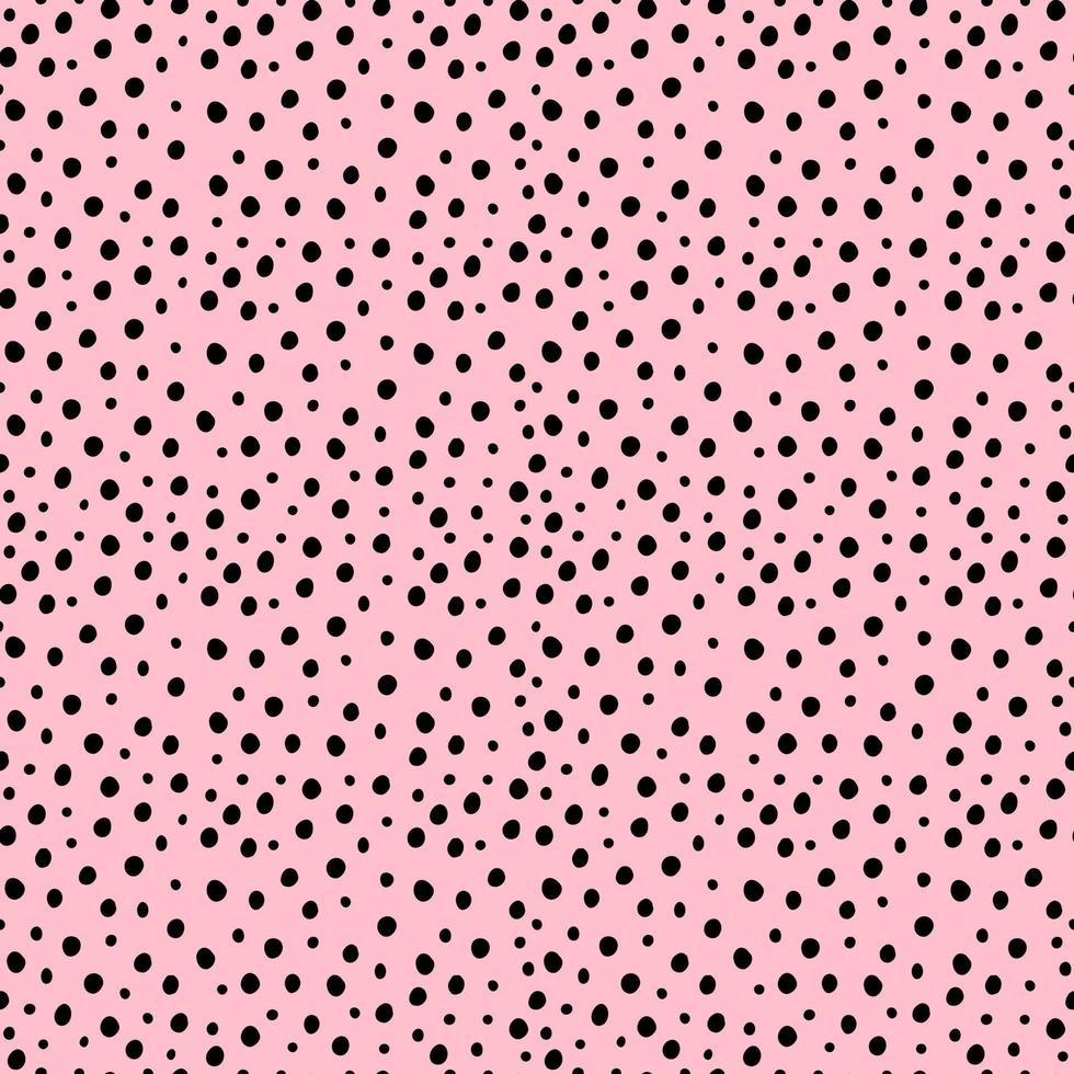 Random small black polka dot background. Print with irregular chaotic points. Vector seamless hand drawn pattern for design, textile, wrapping paper, scrapbooking.