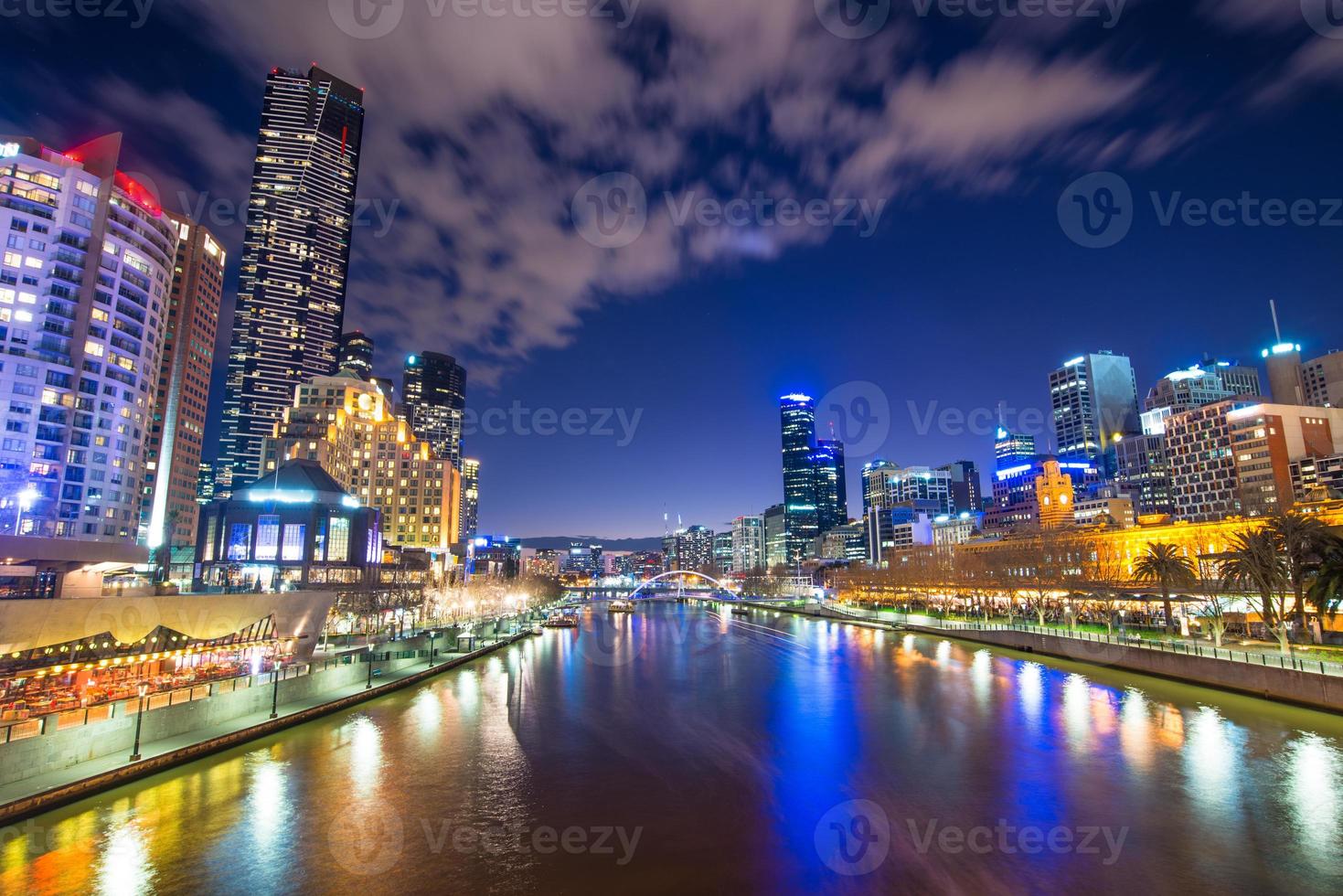 Melbourne city the world's most liveable city of Australia at dusk. photo