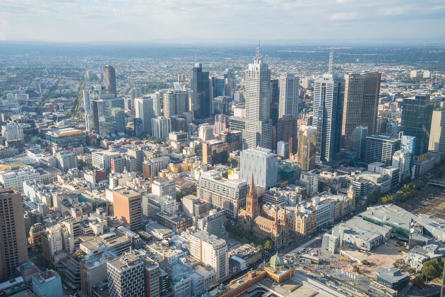 Melbourne, AUSTRALIA - SEPTEMBER 22 2015 - Melbourne city view from the above of Eureka tower the highest building in Melbourne, Australia. photo