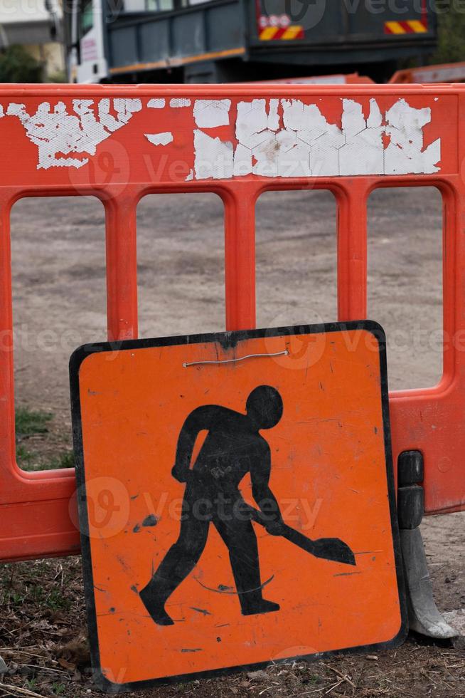 Orange-black construction sign photo