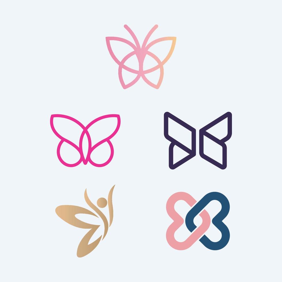 Butterfly logos 1 collection symbol designs for business vector