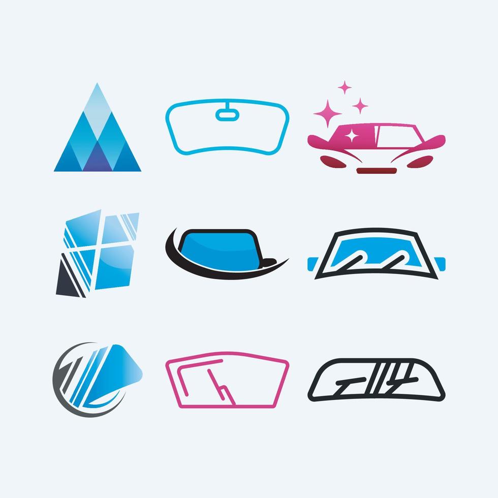 Diseños de símbolos de colección de logotipos de vidrio automático para empresas vector