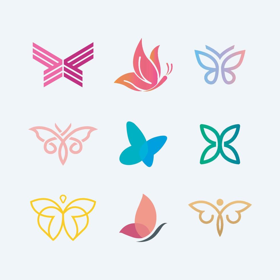 Butterfly logos collection symbol designs for business vector