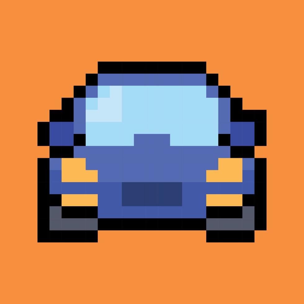 Pixel art. blue car front view vector