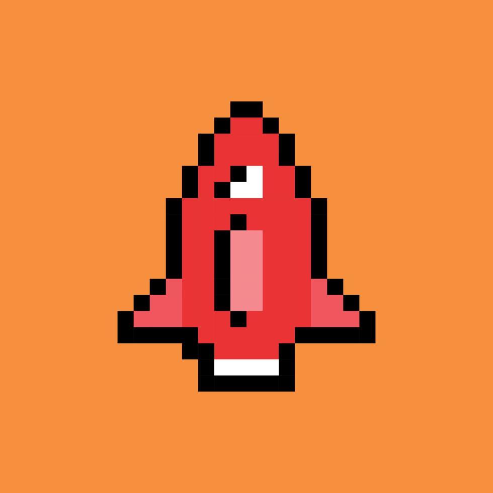 Pixel art. red rocket vector