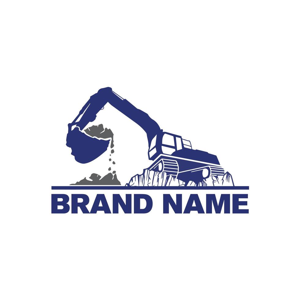 Excavator Scooping and Digging Dirt Industrial Logo vector