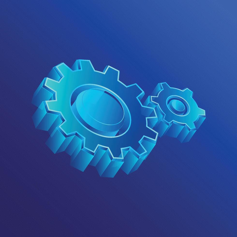 Set of gears with technology concept on blue background vector