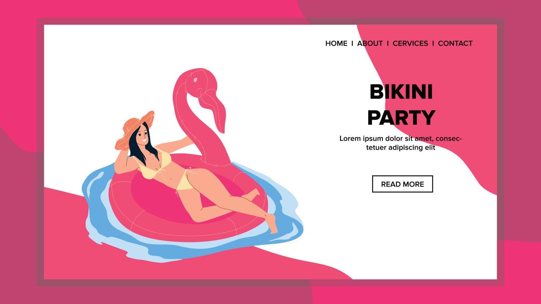 Bikini Party In Swimming Pool Or Sea Beach Vector