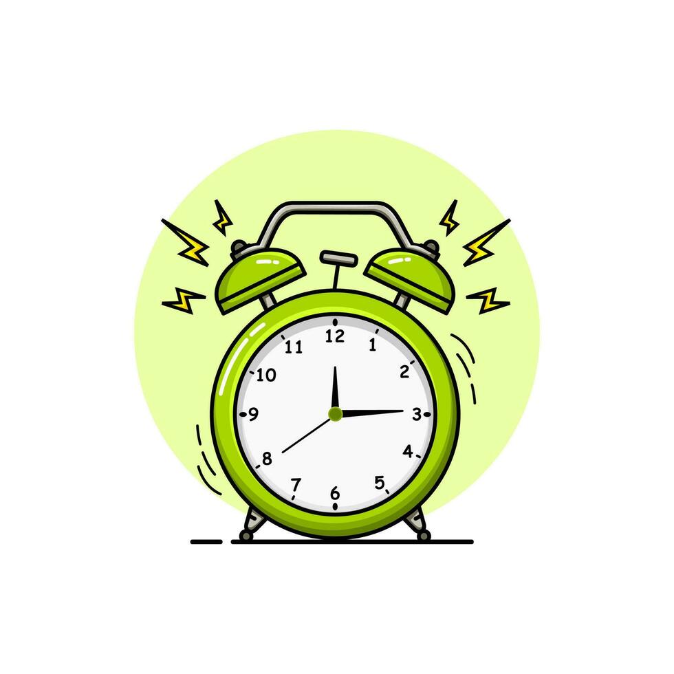 ilustración vectorial gráfico del reloj despertador verde hora de despertar vector