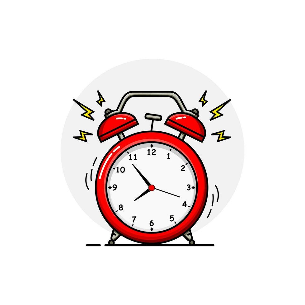 ilustración vectorial gráfico del reloj despertador rojo hora de despertar vector