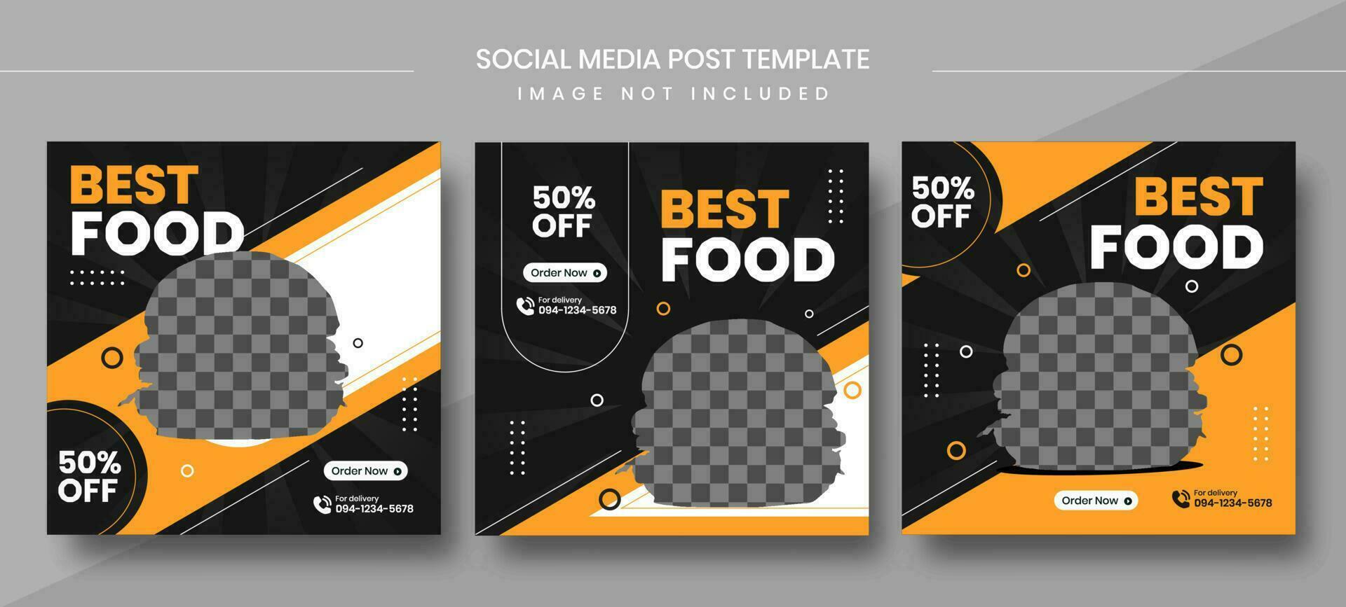 Culinary square social media post templates, fit for restaurant vector