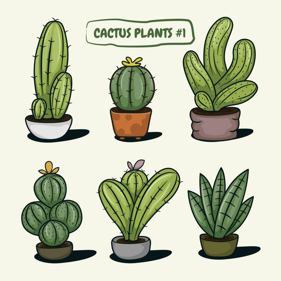 Cactus plants, botanical vector collection. Part 1