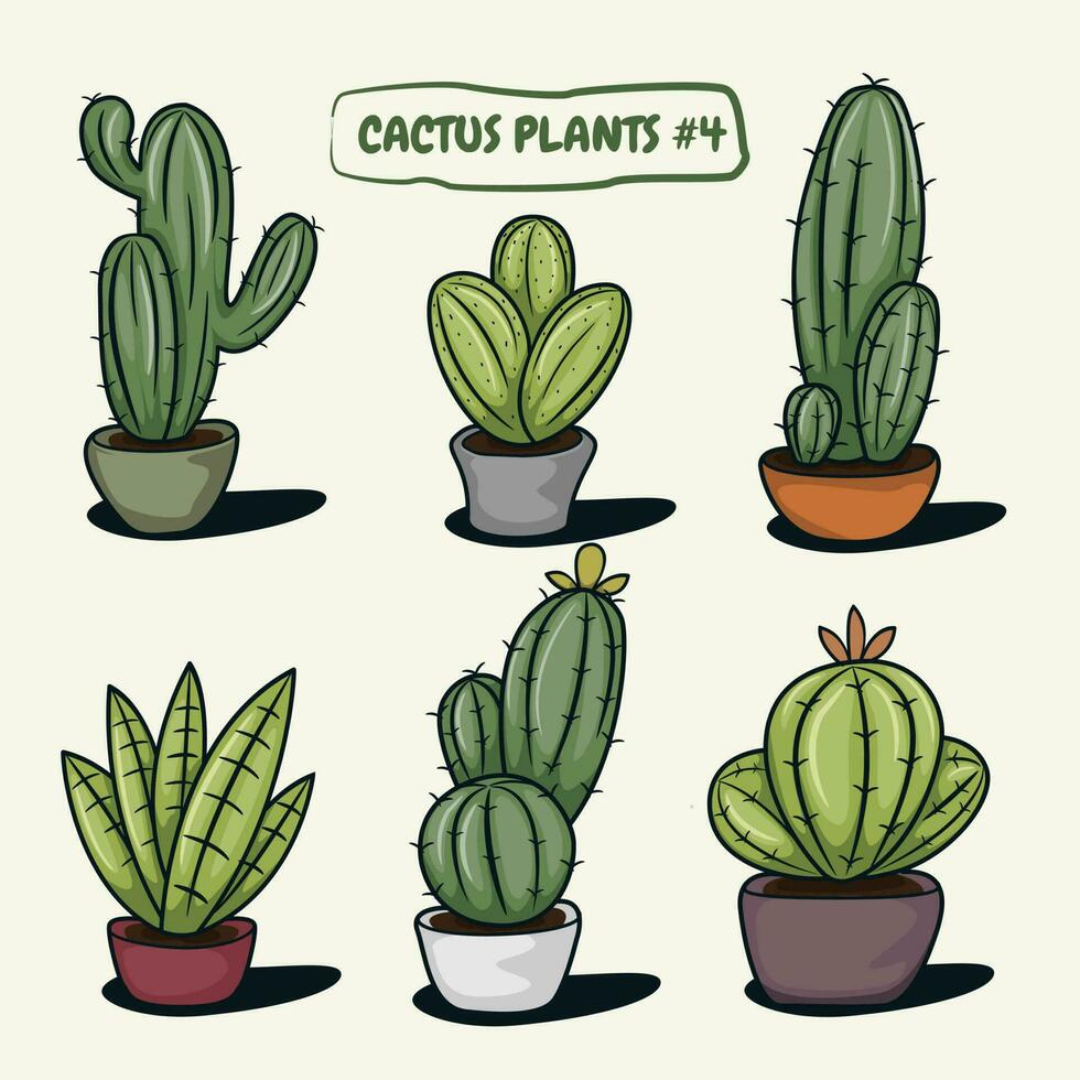 Cactus plants, botanical vector collection. Part 4