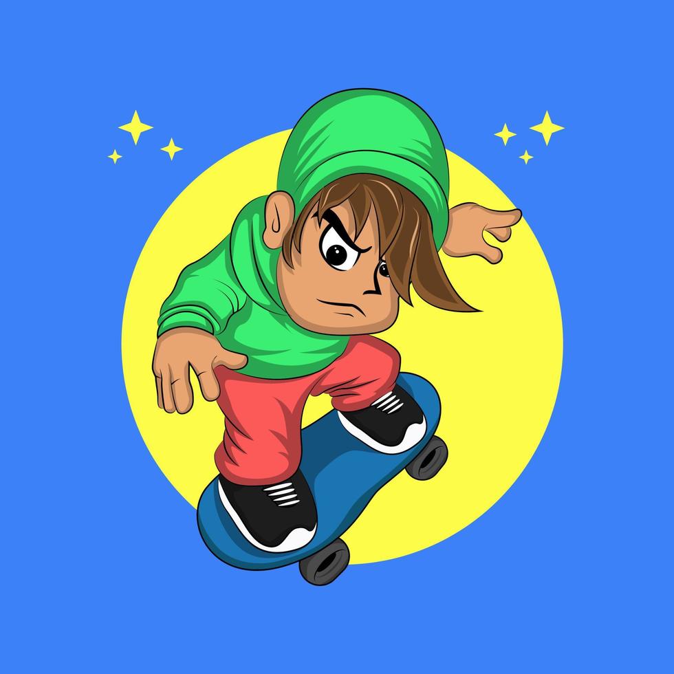 cartoon boy with skateboard vector