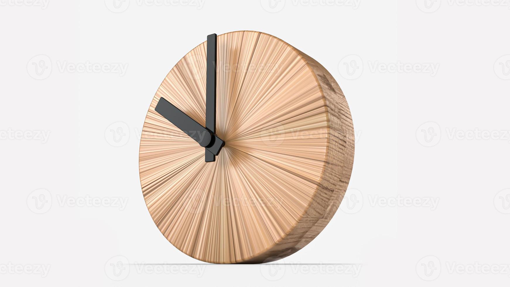 reloj de pared redondo de madera - reloj aislado sobre fondo blanco cara de reloj 10 en punto ilustración 3d foto