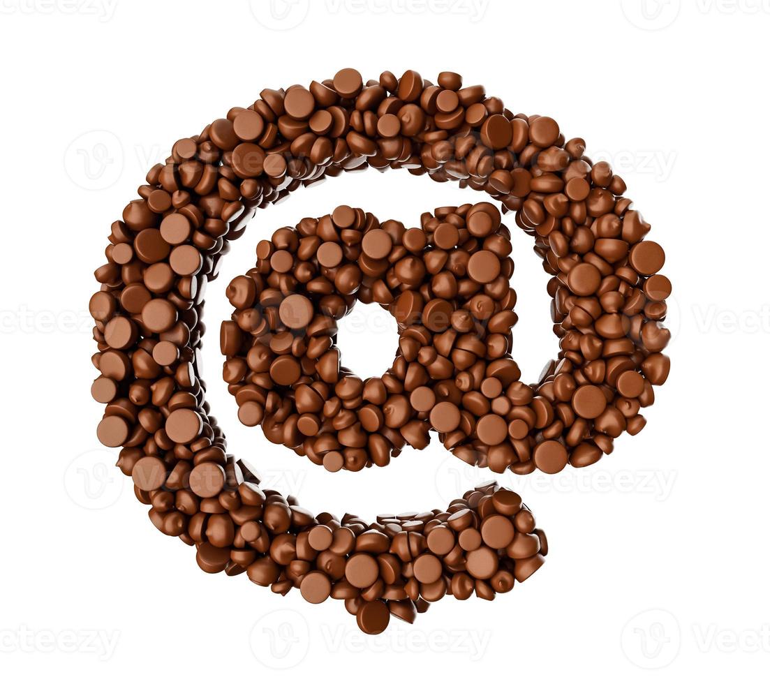 At the rate made of chocolate Chips Chocolate Pieces Alphabet Letter at the rate Email Symbol 3d illustration photo