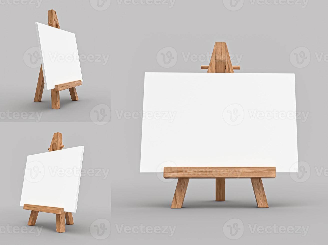 Blank calendar mockup, easel for artist. tripod for painting with empty canvas. 3d illustration photo