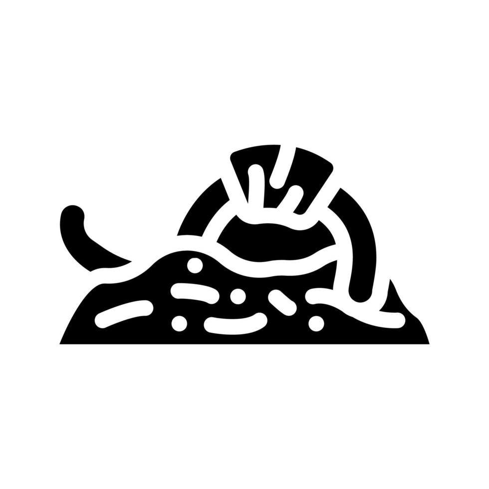 gusanos en compost glifo icono vector ilustración