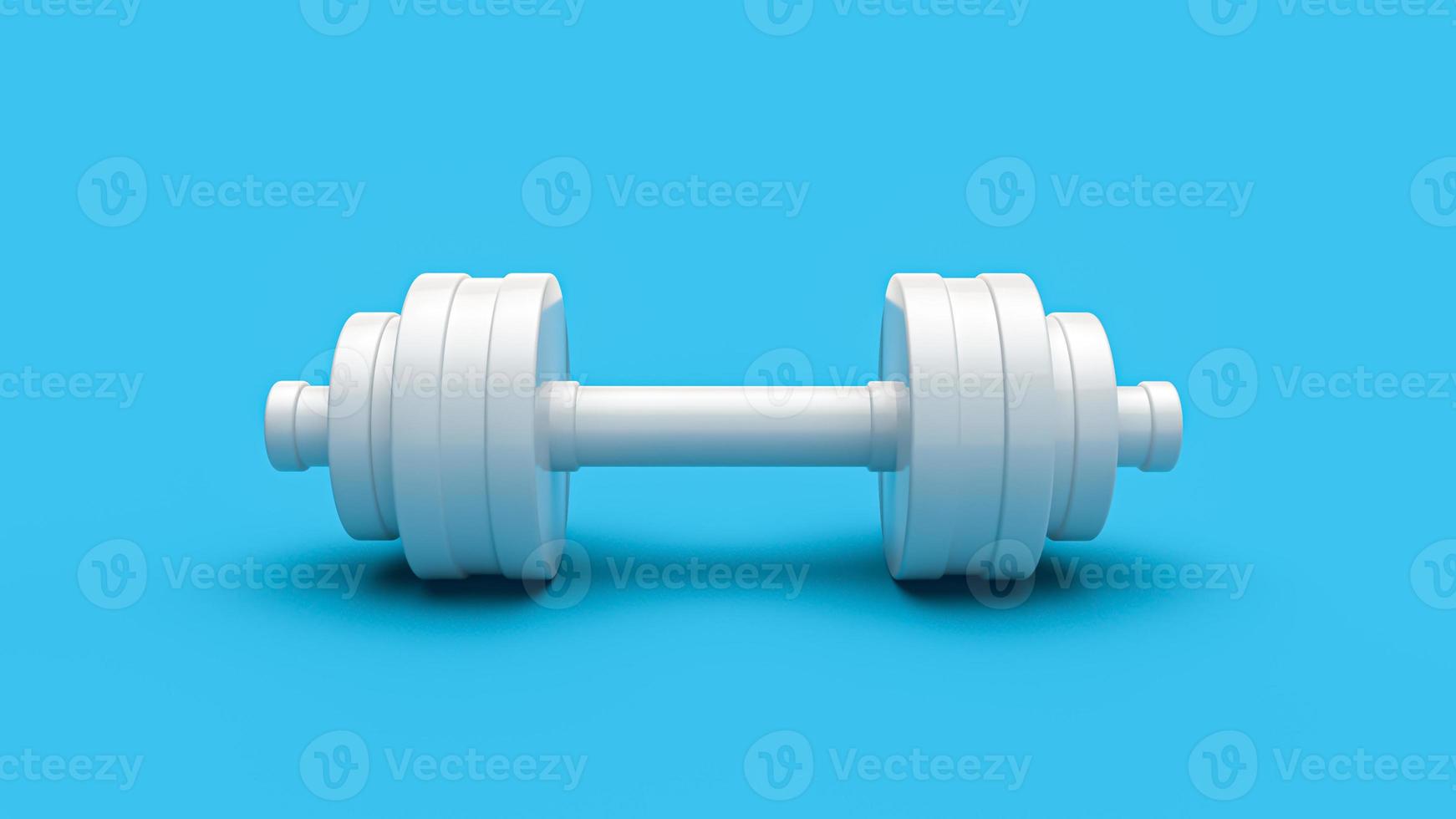 PVC Plastic dumbell exercise equipment white colour strong concept isolated blue background 3d illustration photo