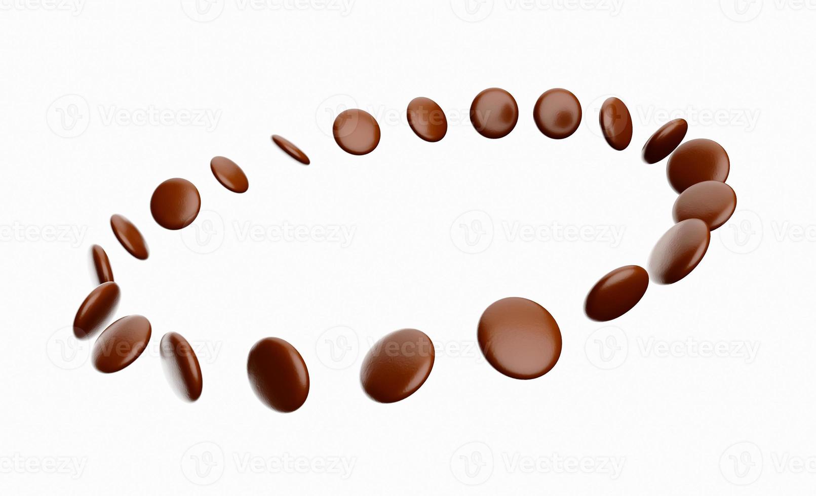 Chocolate Chips fly around in white background 3d illustration photo