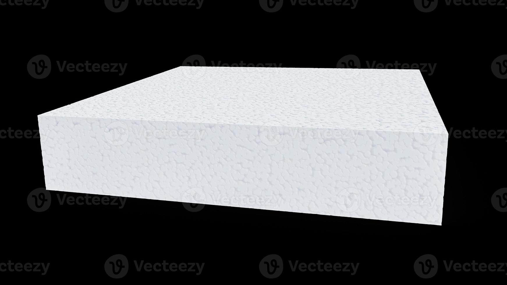 Styrofoam sheet cube isolated on Black background 3d illustration photo