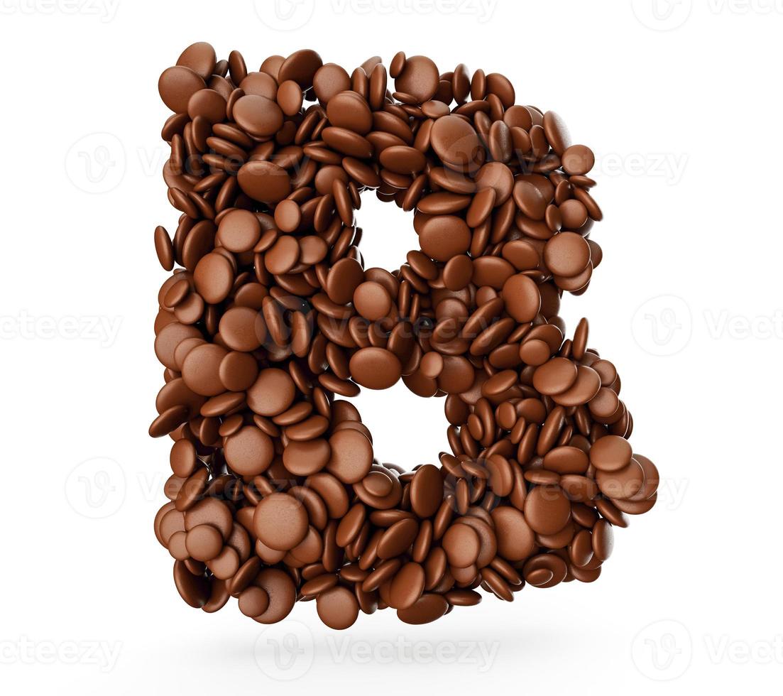 Letter B made of chocolate Coated Beans Chocolate Candies Alphabet Letter B 3d illustration photo