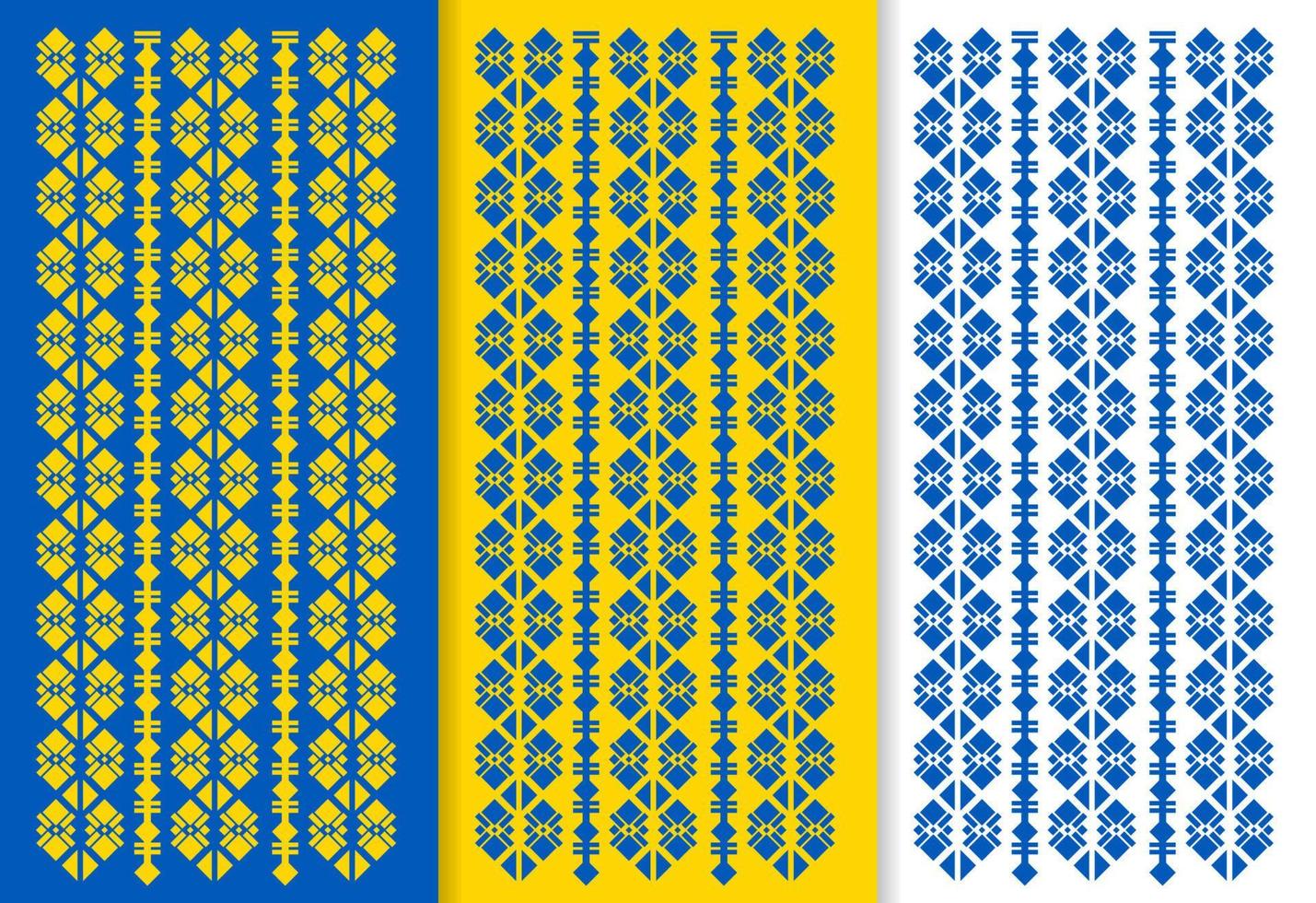 Ukraine culture fabric pattern set vector