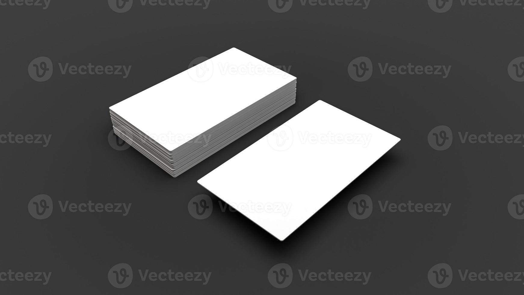 3d rendering stack of blank name cards Blank white business cards on gray paper background. Mockup for ID photo