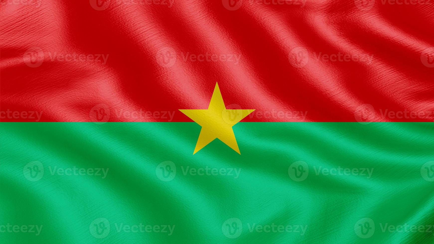 Flag of Burkina Faso. Realistic Waving Flag 3d Render Illustration with Highly Detailed Fabric Texture. photo