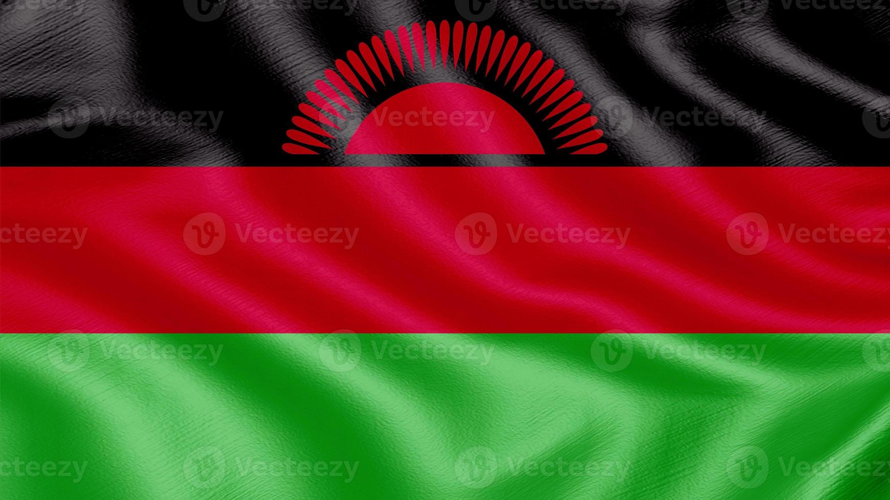 Flag of Malawi. Realistic Waving Flag 3d Render Illustration with Highly Detailed Fabric Texture. photo