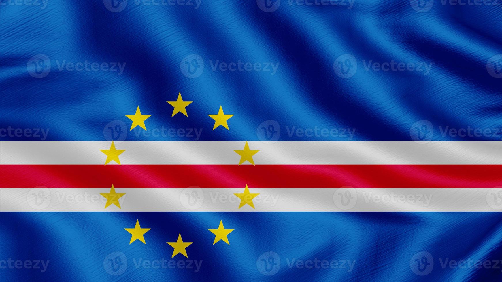 Flag of Cape Verde. Realistic Waving Flag 3d Render Illustration with Highly Detailed Fabric Texture. photo