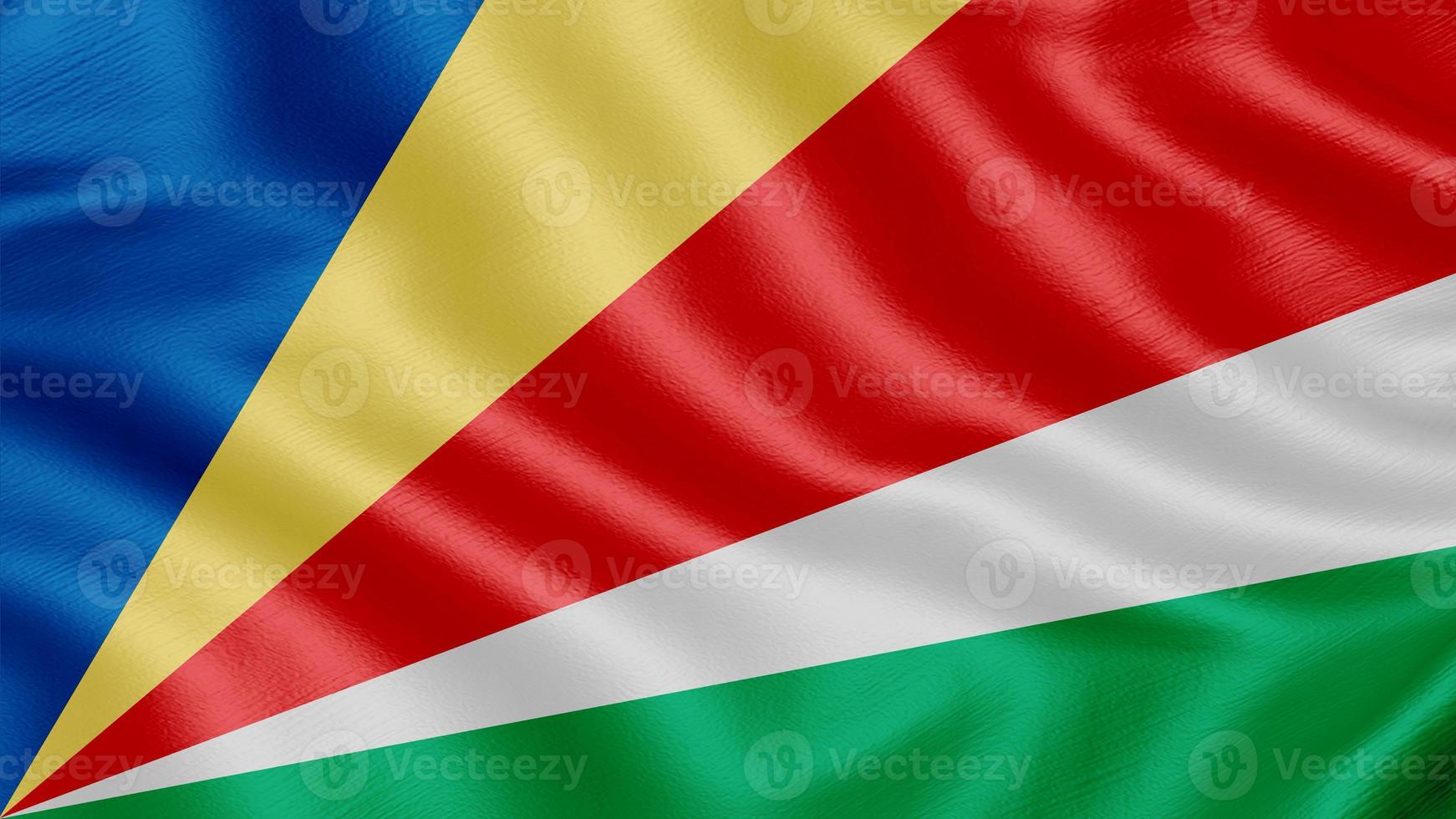 Flag of Seychelles. Realistic Waving Flag 3d Render Illustration with Highly Detailed Fabric Texture. photo