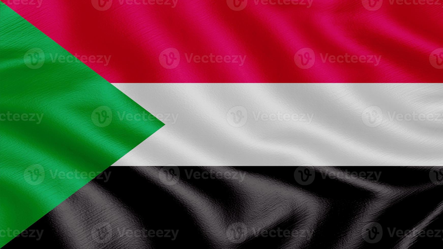 Flag of Sudan. Realistic Waving Flag 3d Render Illustration with Highly Detailed Fabric Texture. photo