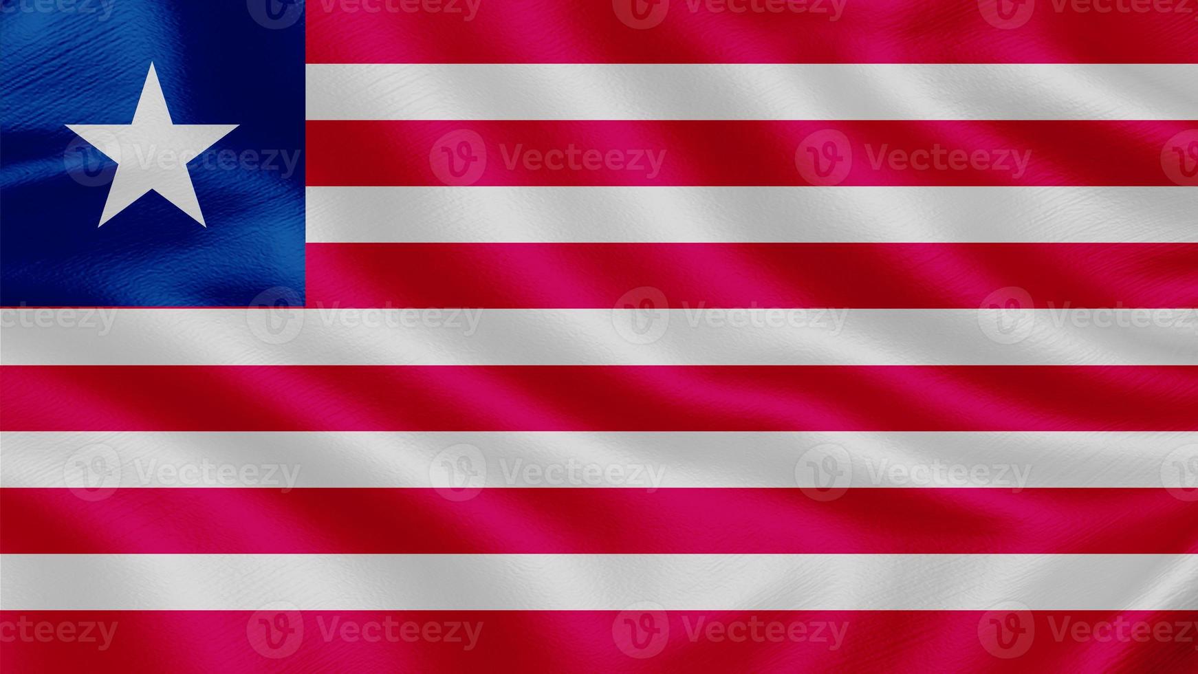 Flag of Liberia. Realistic Waving Flag 3d Render Illustration with Highly Detailed Fabric Texture. photo