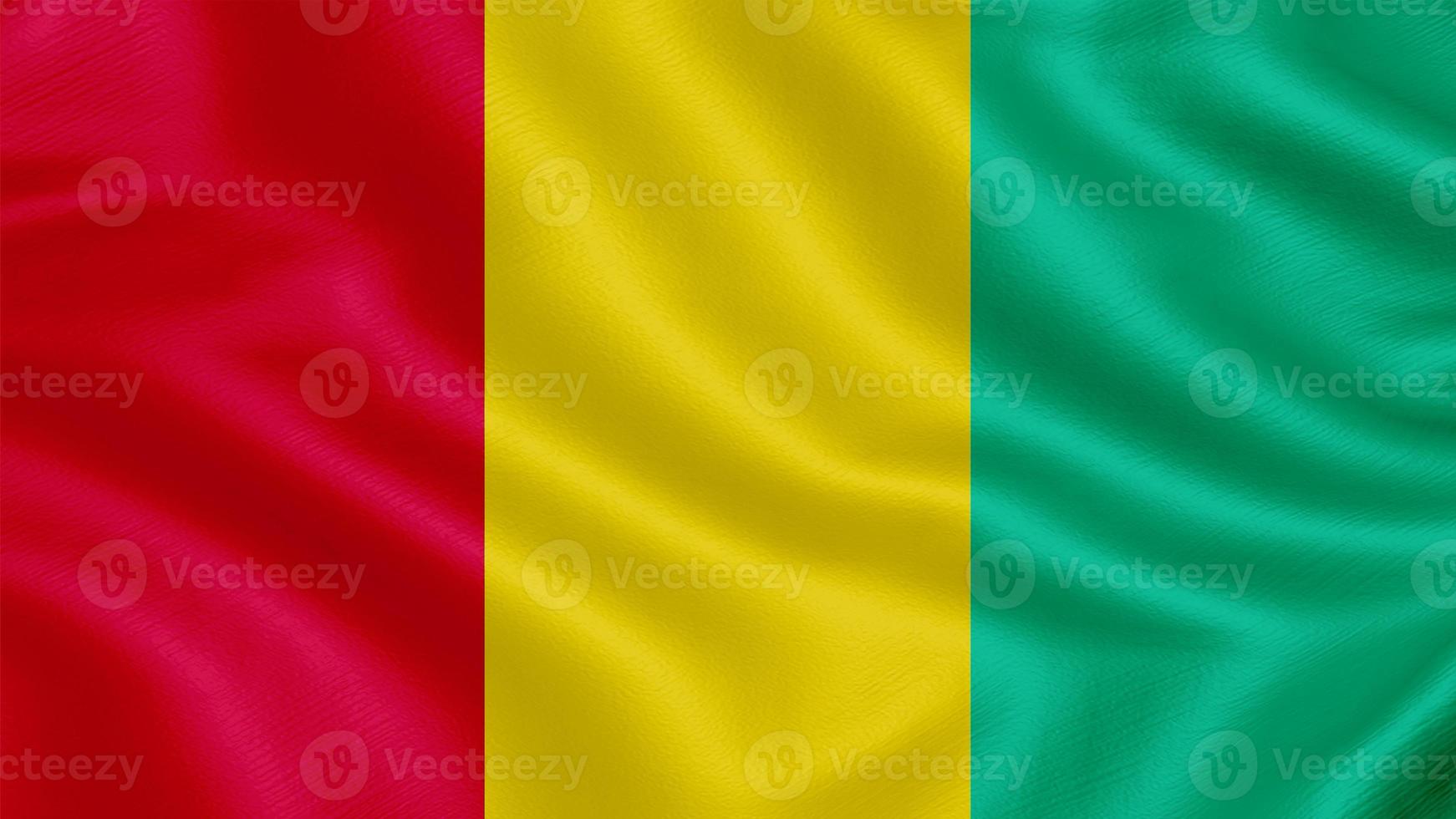 Flag of Guinea. Realistic Waving Flag 3d Render Illustration with Highly Detailed Fabric Texture. photo