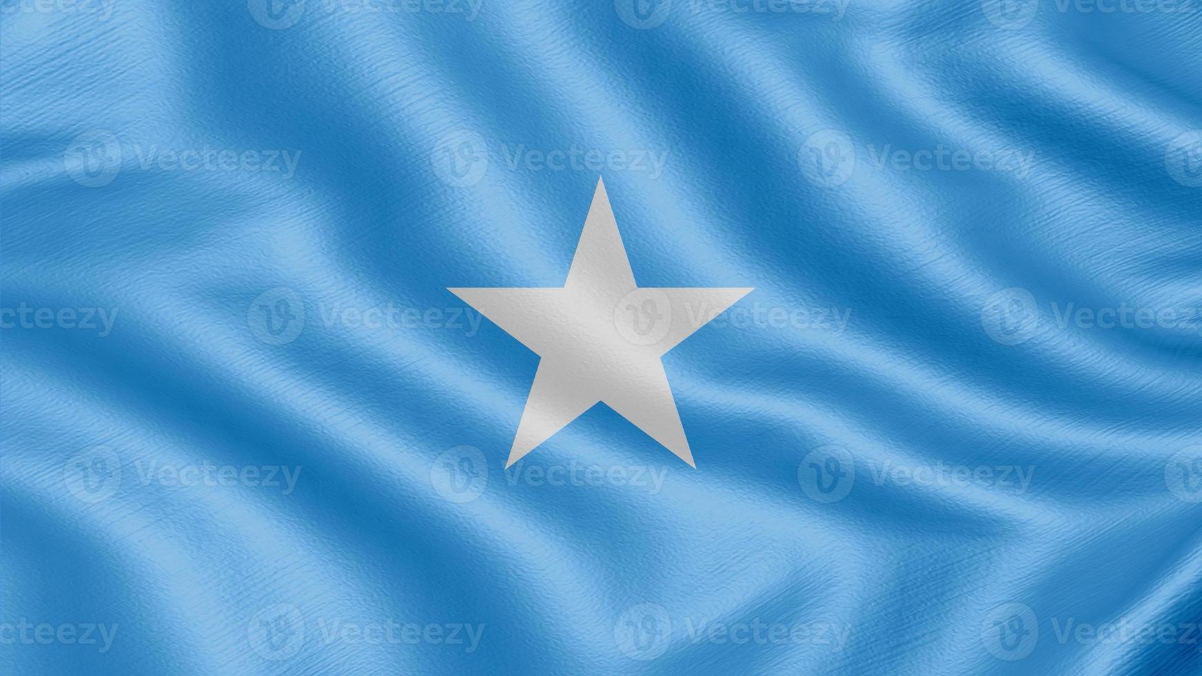 Flag of Somalia. Realistic Waving Flag 3d Render Illustration with Highly Detailed Fabric Texture. photo