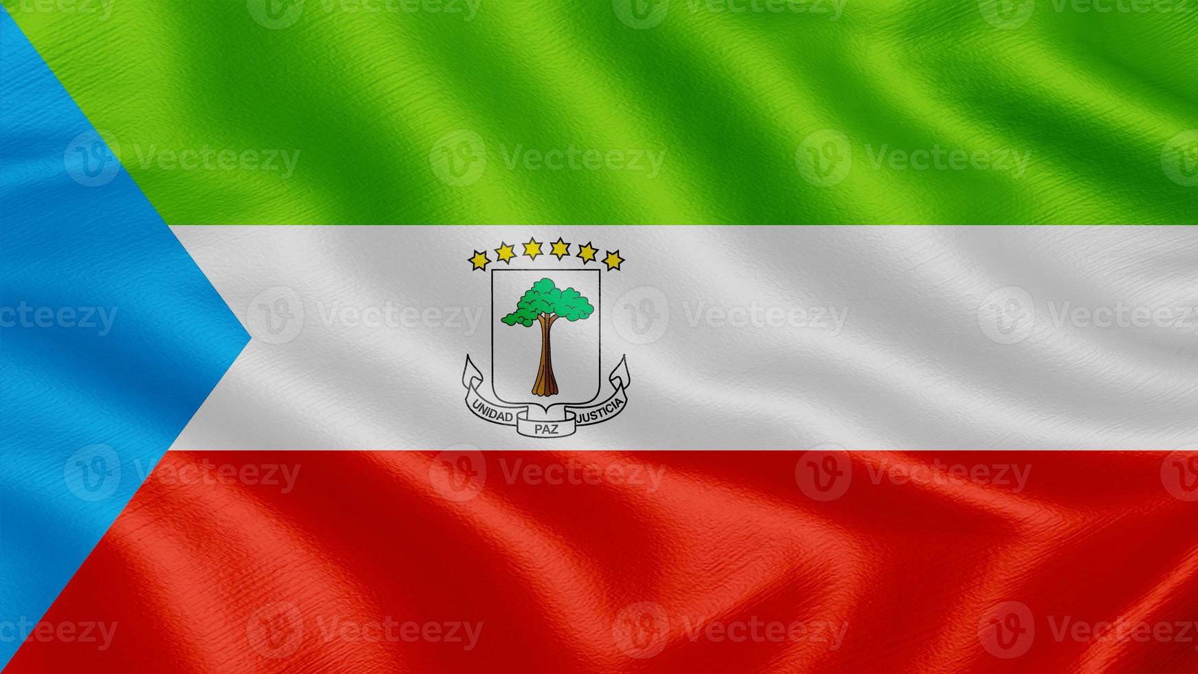 Flag of Equatorial Guinea. Realistic Waving Flag 3d Render Illustration with Highly Detailed Fabric Texture. photo