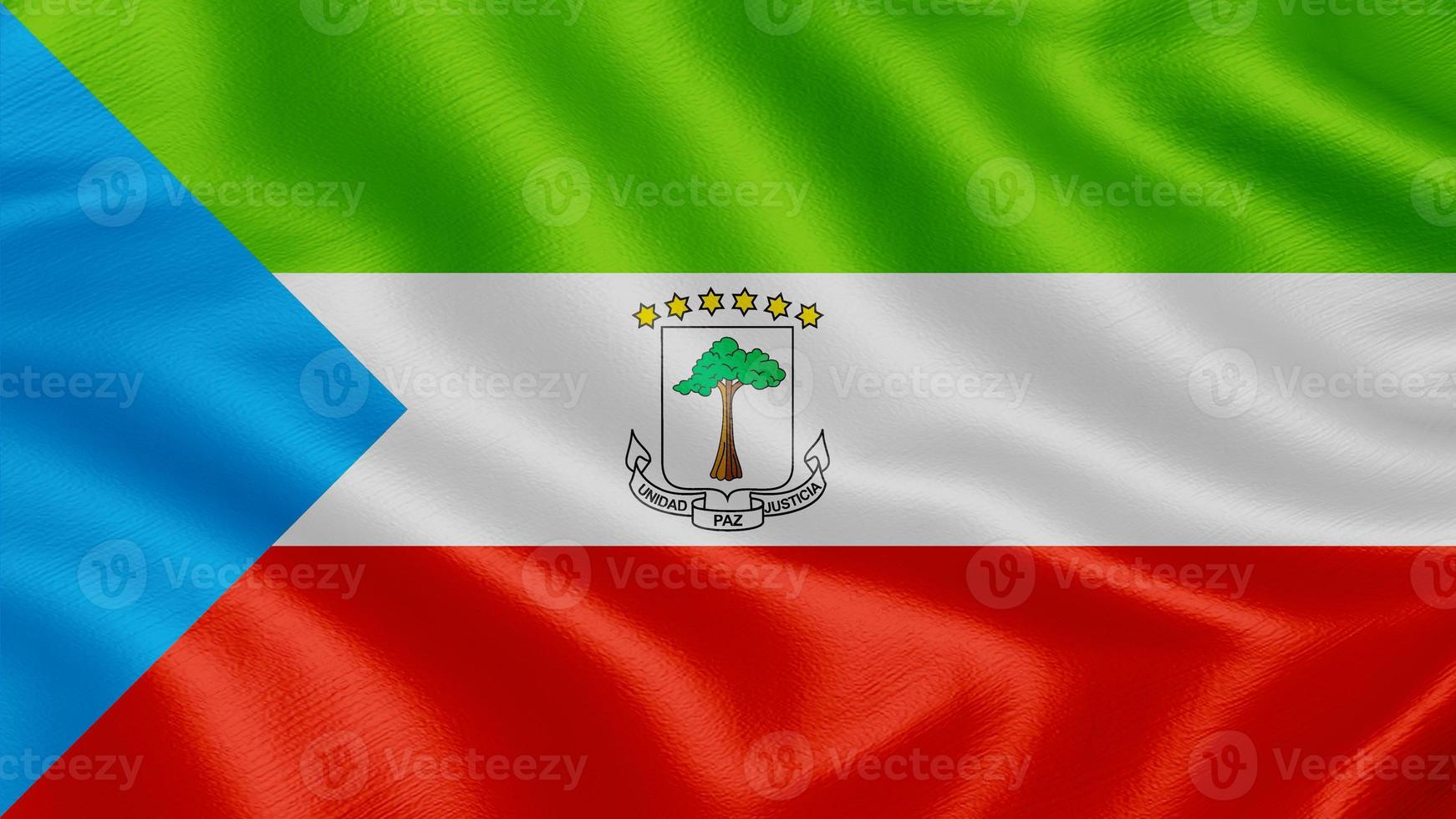 Flag of Equatorial Guinea. Realistic Waving Flag 3d Render Illustration with Highly Detailed Fabric Texture. photo