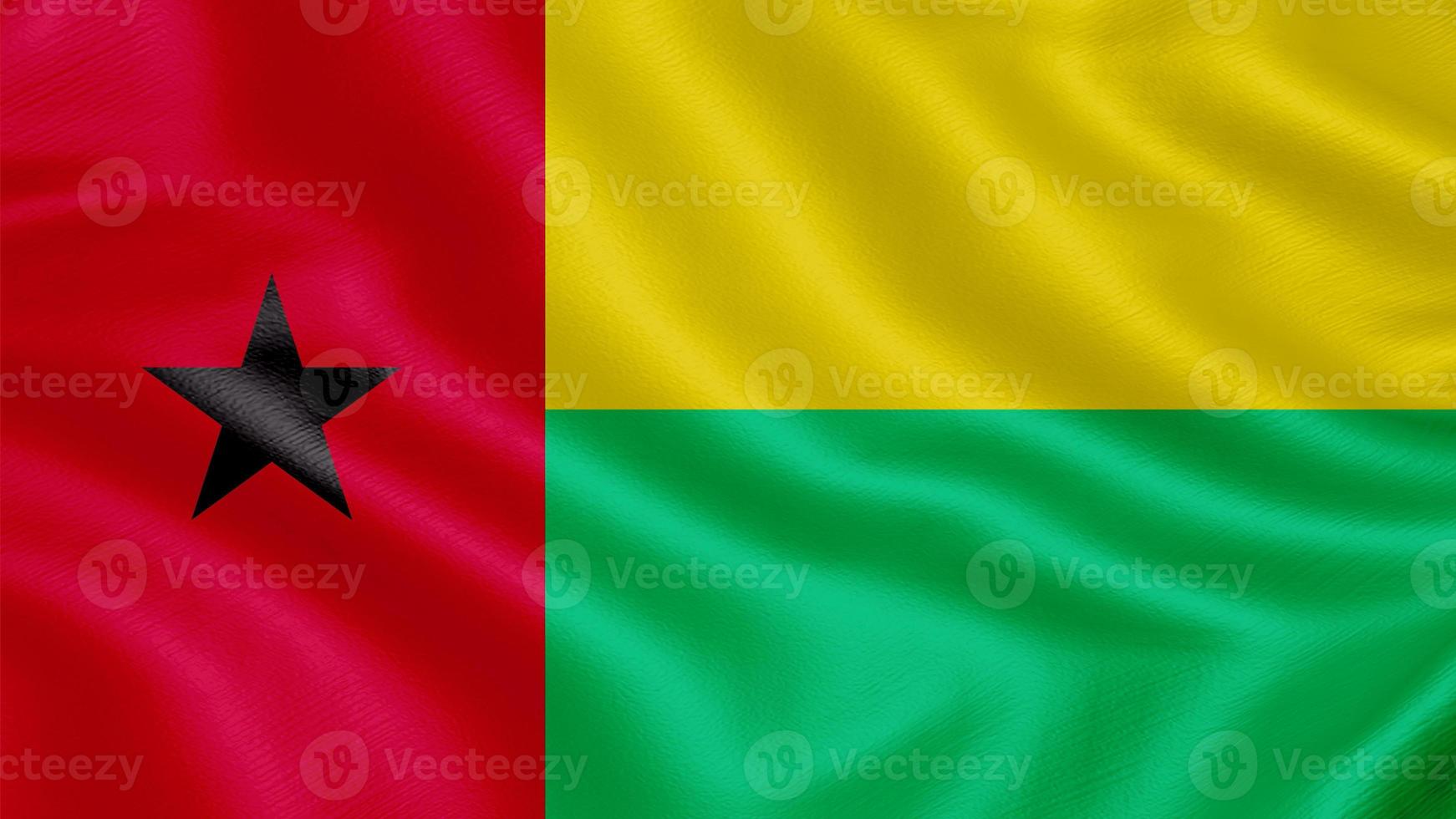 Flag of Guinea Bissau. Realistic Waving Flag 3d Render Illustration with Highly Detailed Fabric Texture. photo