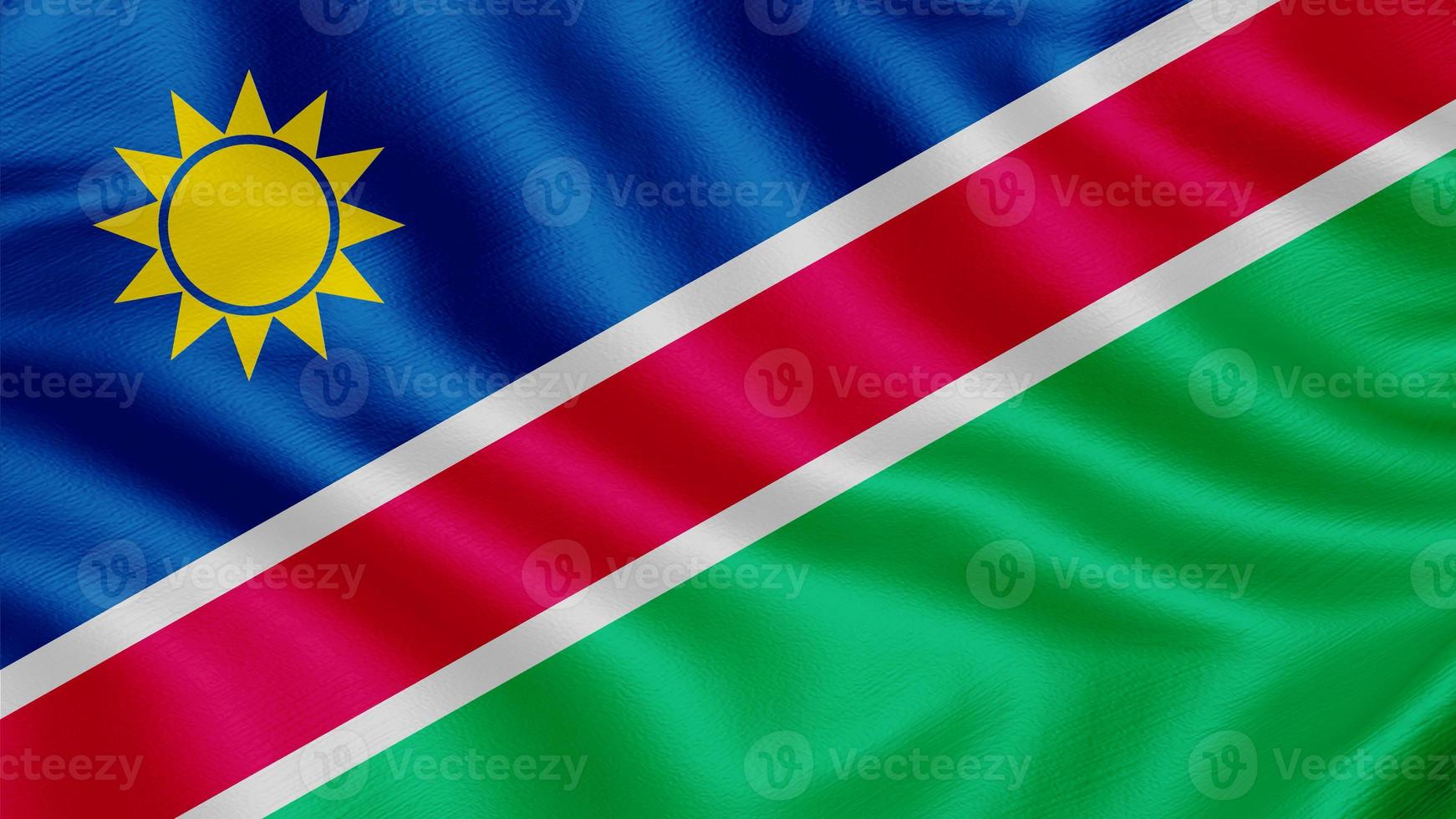 Flag of Namibia. Realistic Waving Flag 3d Render Illustration with Highly Detailed Fabric Texture. photo