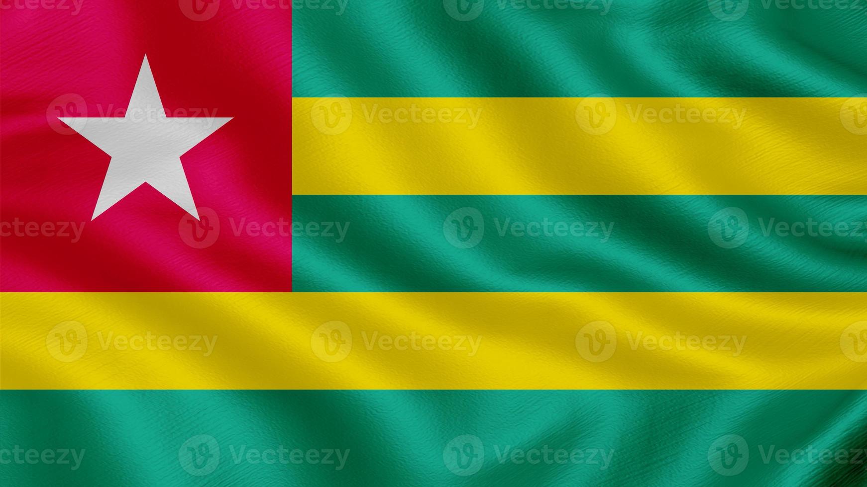 Flag of Togo. Realistic Waving Flag 3d Render Illustration with Highly Detailed Fabric Texture. photo
