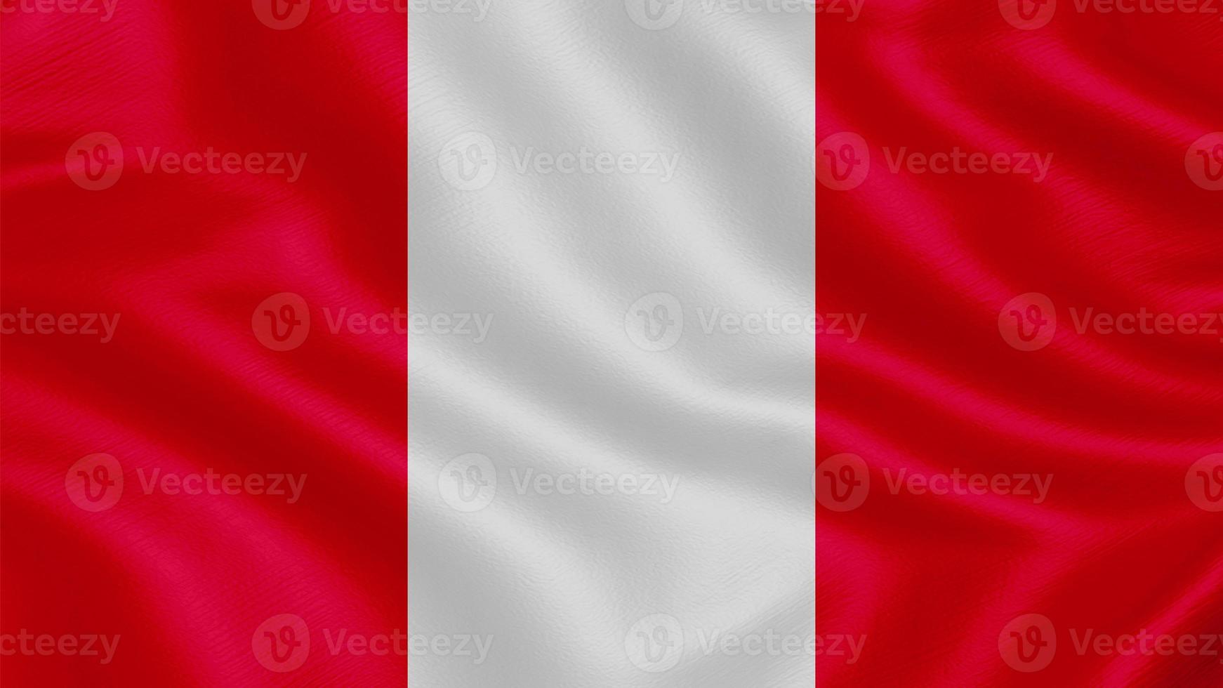 Flag of Peru. Realistic Waving Flag 3d Render Illustration with Highly Detailed Fabric Texture. photo