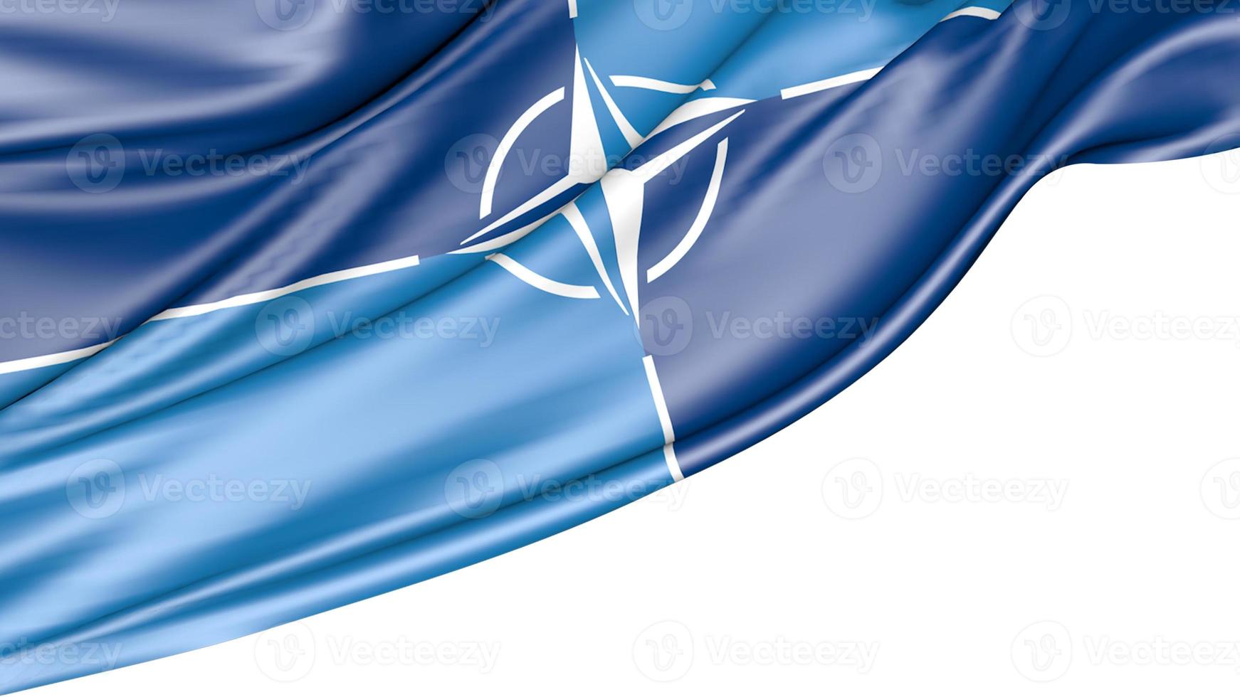 Nato North Atlantic Treaty Organization Flag Isolated on White Background, 3d Illustration photo