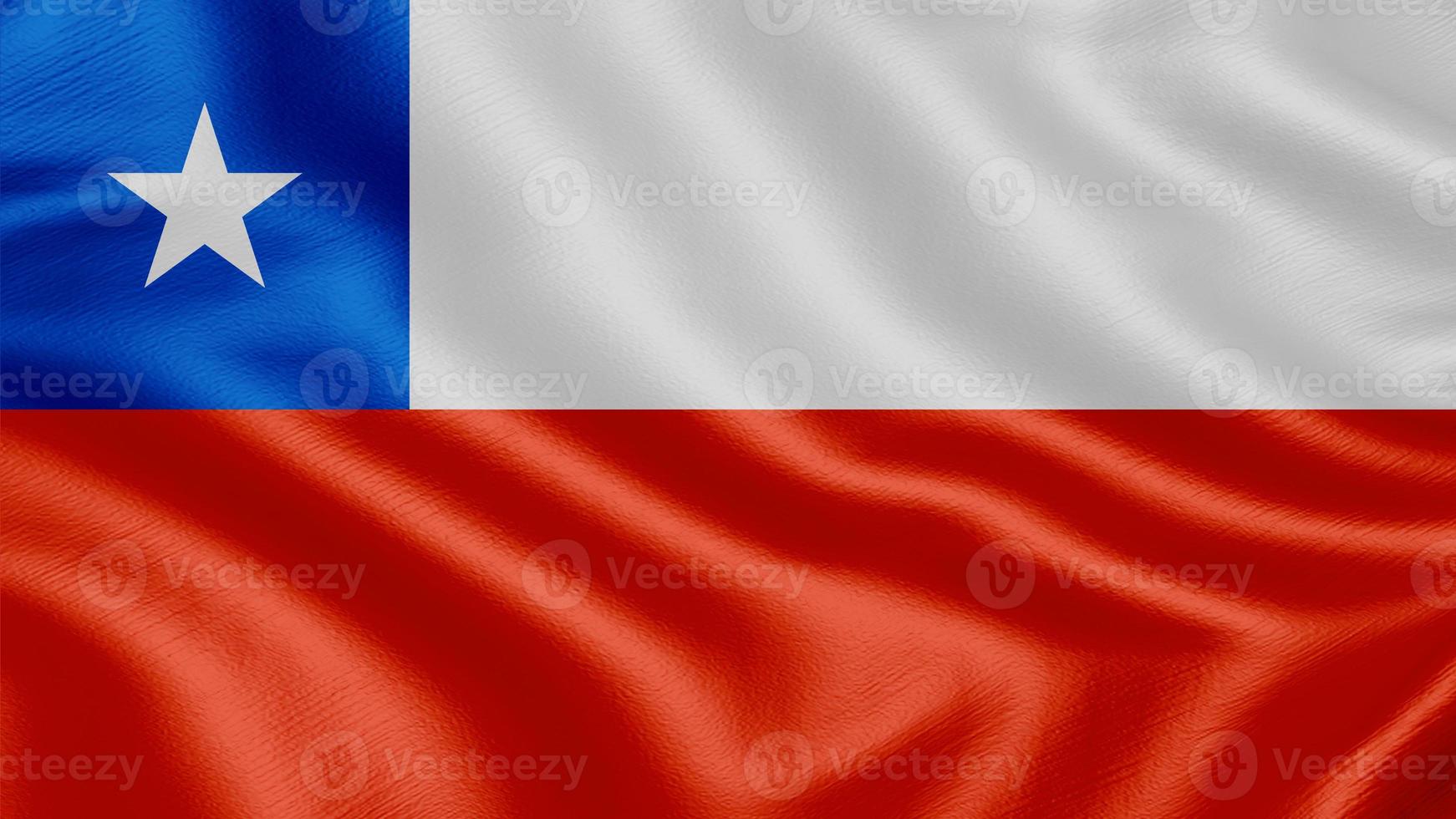 Flag of Chile. Realistic Waving Flag 3d Render Illustration with Highly Detailed Fabric Texture. photo