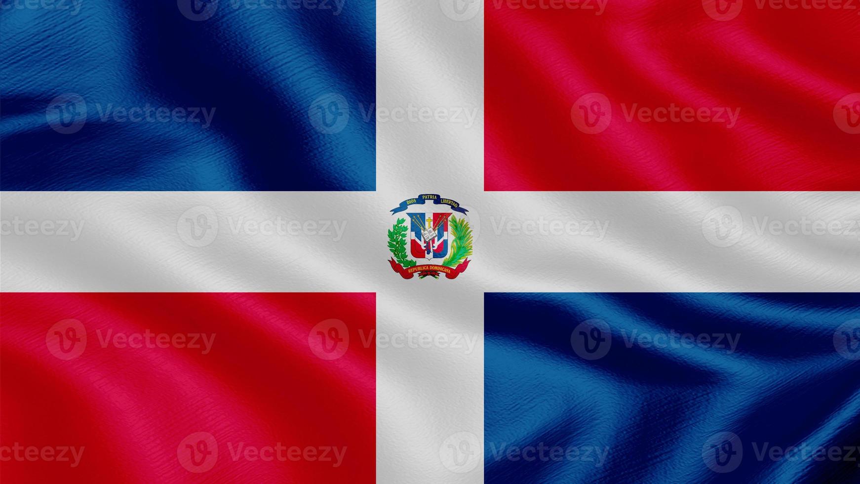 Flag of Dominican Republic. Realistic Waving Flag 3d Render Illustration with Highly Detailed Fabric Texture. photo