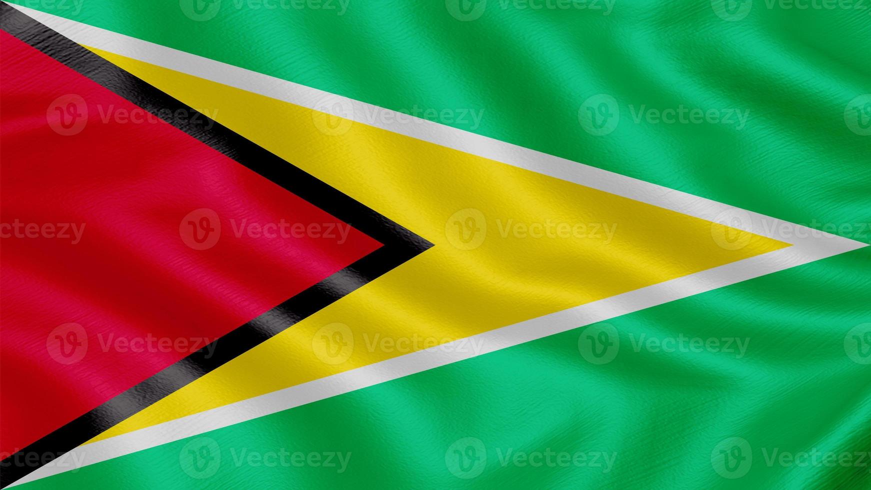 Flag of Guyana. Realistic Waving Flag 3d Render Illustration with Highly Detailed Fabric Texture. photo