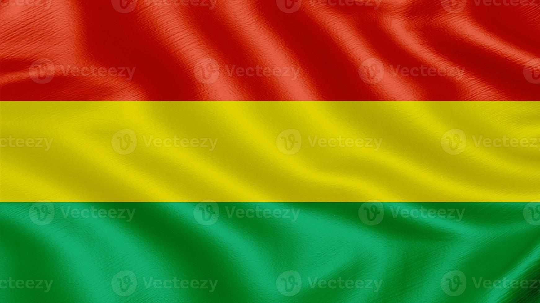 Flag of Bolivia. Realistic Waving Flag 3d Render Illustration with Highly Detailed Fabric Texture. photo