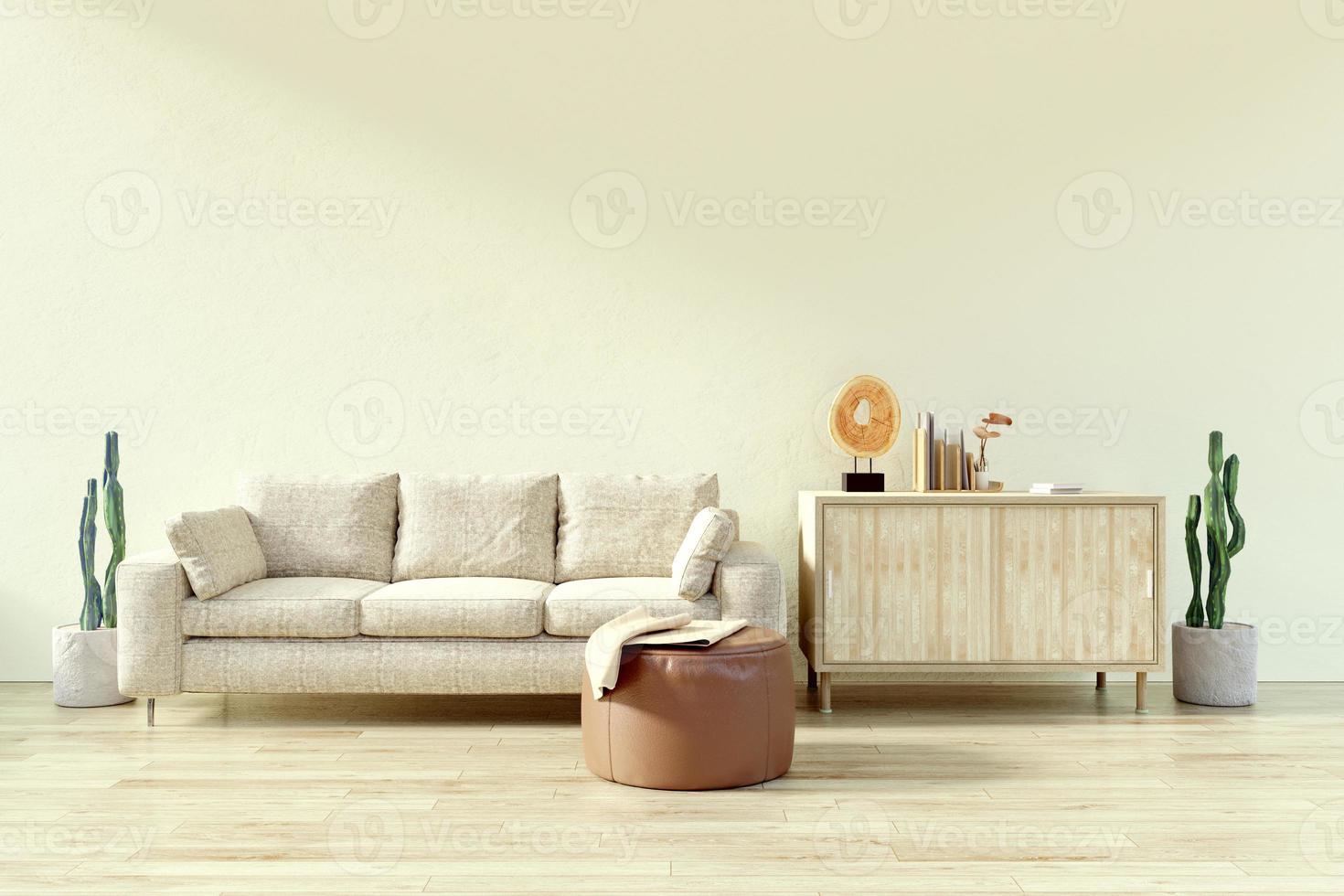 Modern vintage interior of living room - 3D Rendering photo